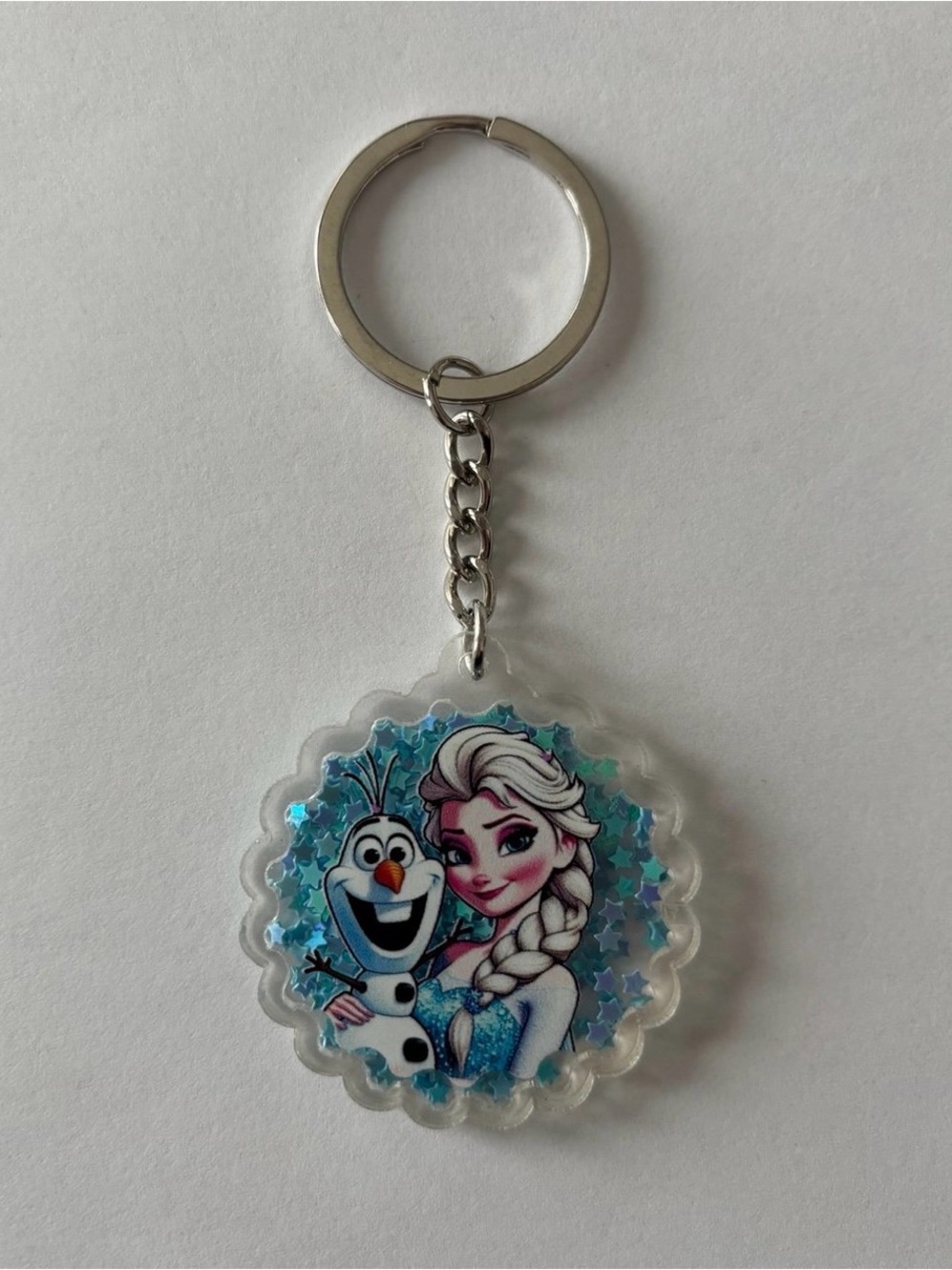 Disney Blue Glitter Elsa & Olaf Keychain